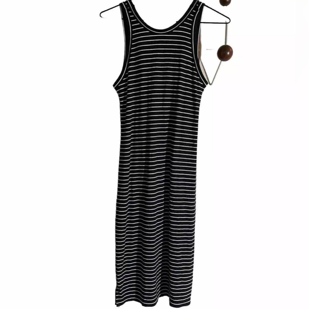 Abercrombie & Fitch Striped Midi Tank Dress Navy White Casual